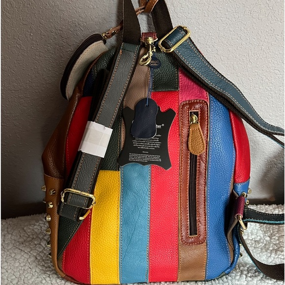 💚❤️💙💛AmeriLeather Borka Leather Backpack NWT (regularly $189)❤️BEAUTIFUL❤️NEW - Picture 2 of 16